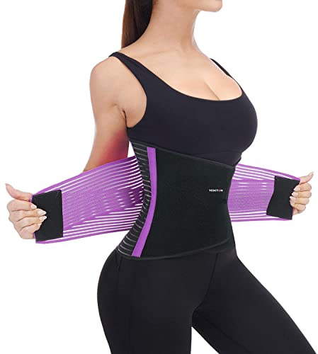 TESETON Back Support Brace Belt for Men & Women, Breathable Lumbar Support Belt, scoliosis back brace, Waist Relax Lower Back Pain & Sciatica Pain Relief with 8 reinforced Bones 02 Purple-L