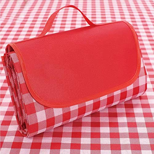 K Y KANGYUN Outdoor Picnic Blanket, Extra Large Beach Blanket, Foldable Lightweight Waterproof Sand Mat, Picnic Blanket 80 x 60 for Beach Camping Hiking Park Patio (Red, 80x80 inch)