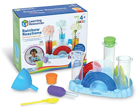 Learning Resources Set de Laboratorio científico de Preescolar para provocar reacciones de los Colores del arcoíris, experimentos para Mezclar Colores para niños, Juguetes de Stem para niños, 4+