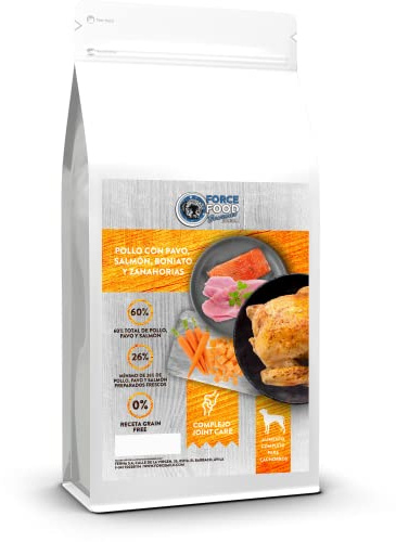 FORCEFOOD Gourmet Junior Nourriture sans céréales pour chiots, poulet à la dinde, saumon, patate douce et carotte 6 kg