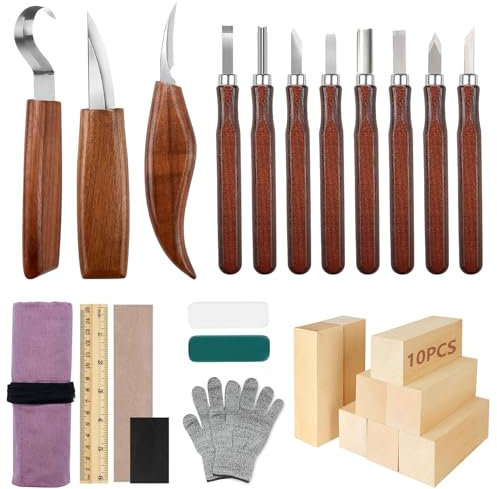 YUTUY Intaglio Legno,29PCS Strumenti Per Intaglio Del Legno,Set di utensili da intaglio in legno,Kit Intaglio Legno Professionale,Per La Lavorazione Del Legno Fai Da Te Per Principianti E Scultori