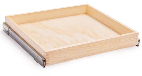 Mulush 32''W x 21''D x 3''H Pull Out Cabinet Drawer Soft Close Slide Out Wood Organizer for Kitchen, Finished, Bottom and Side Assembly (Wood Drawer Part Width is 31inch)