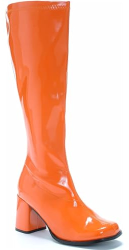 AYZAL Women’s Ladies Fancy Dress 1960'S 70'S Knee high Go Go Boots Retro Block Heel Girls boots (Orange, UK Footwear Size System, Adult, Women, Numeric, Medium, 3)