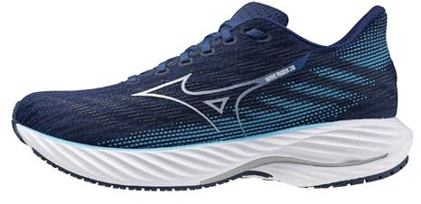 Mizuno Men's Wave Rider 28 Running Shoe, Estate Blue-White, 10