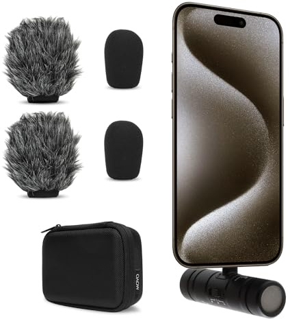 Movo DoubleMic-UC Dual Capsule USB C Microphone for iPhone 15/16/17 - Two-Sided Cardioid Condenser Microphone for Video Recording- Mic for iPhone 15/16/17