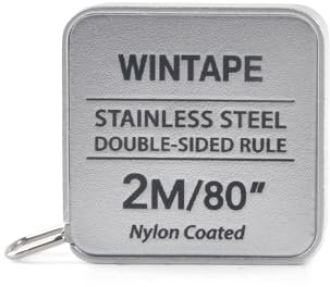 WINTAPE 2m Corps du mètre ruban 200 cm / 80 inch, acier inoxydable Ruban à Mesurer (2 m avec porte-clés, autRostfreier Stahl Ruban à Mesurer, aus Metall), argent