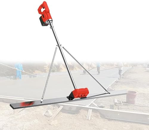 Kindevieft Kit Vibrante per Massetto in Calcestruzzo, Massetto Elettrico Senza Fili, Strumento Vibratore per Finitura in Calcestruzzo per Massetto con Pannello in Acciaio Inossidabile da 5 Piedi