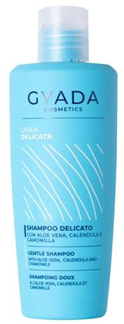 GYADA COSMETICS, Shampoo Ultradelicato, ad Azione Lenitiva, per Cuti Sensibili e Lavaggi Frequenti, a Base di Aloe Vera, Camomilla e Calendula, 250ml