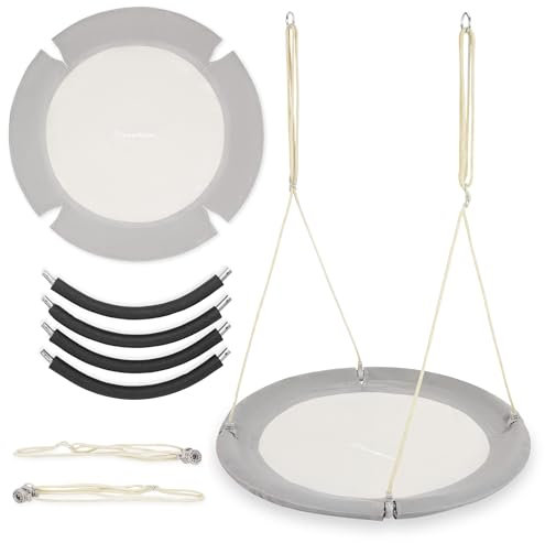 HyperMotion Garden Swing Seat with Height-Adjustable Ropes 105-180cm - Weatherproof Indoor & Outdoor Nest Chair for Children & Adults - 150kg Capacity, UV-Resistant - 100 Cm