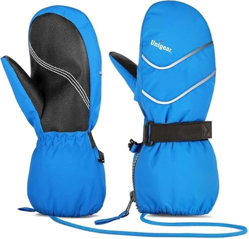 Unigear Guanti da sci per bambini, impermeabili e antivento, traspiranti, caldi, per ragazzi e ragazze dai 1 agli 8 anni