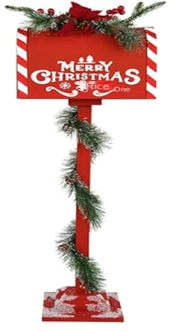 Wall-Mount Mailboxes Vintage Post Box Christmas Mailbox Leaving Message Garden Decoration Standing Mailbox Farmhouse Design Drop Locking(29x17x90CM)