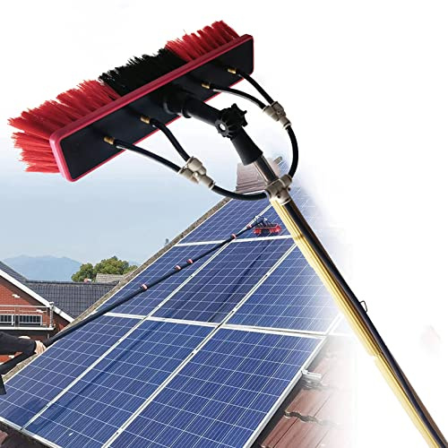 QUSYZD Perche télescopique de Nettoyage de vitres de 3,6 à 9 m avec Brosse télescopique et raclette Extensible pour Le Nettoyage de toitures, Panneaux solaires extérieurs et VIT,9m/30ft