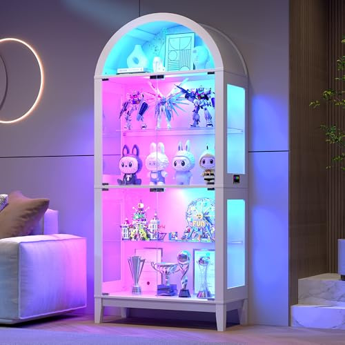 175cm Tall Arched Display Cabinets with Human Body Sensor for Collectibles