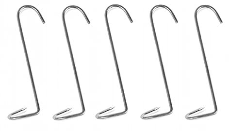 AlcoFermBrew Crochets à Poisson pour fumoir x 5 - Screwed - Crochet de Fumage Saumon, Truite, Viande - Acier inoxydable - Argent