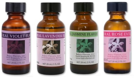 Bakto Flavors Combo Pack 1-ounce Bottles, Pack of 4 - VIOLET, LAVENDER, JASMINE, ROSE