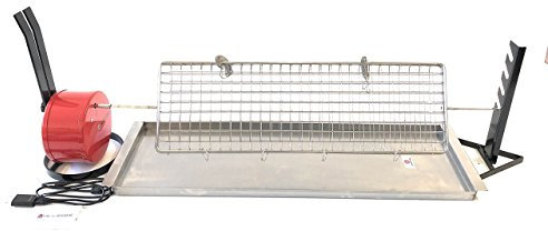 ALLEGRI Tournebroche électrique USB 220 V ou Power Bank Plat lèche-frite cm 66 x 27 Grille Broche cm 55 x 22 Broche cm 95 CAPACITÉ MAX 12 KG PRISE USB NON INCLUSE -