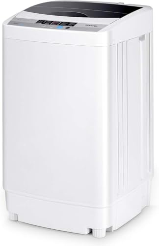 GOPLUS Lavadora totalmente automática, con centrifugado con 4,5 kg de capacidad 250 – 310 W, minilavadora multifunción, compacto 50 x 50 x 85 cm, limpiador de lavadora, color blanco