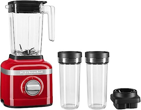 KitchenAid K150 3 Speed Ice Crushing Blender with 2 Personal Blender Jars - KSB1332Y,Passion Red, 48 oz