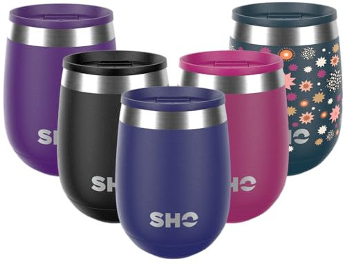 SHO Pacto - Ultimate Insulated Stainless Steel Reusable Coffee Cup & Stemless Wine Tumbler - 4 Hours Hot, 8 Hours Cold - 360ml - BPA Free (Midnight Blue, 360ml)