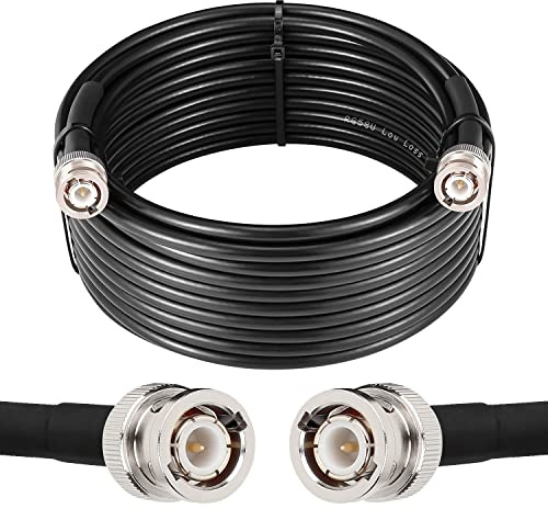 MOOKEERF BNC Cable - 25FT RG58 50 ohm Male to Male Coax Cables Low Loss BNC Extension Coaxial Cable with for Antennas, RF Radios, Modems, Oscilloscopes, Spectrum, etc (Black)