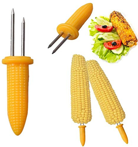 Titulares de maíz Corn On 12PCS Soportes de maíz de barbacoa de acero inoxidable Brochetas Puntas de maíz en la mazorca Titulares Barbacoa Nuevo