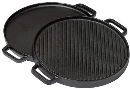 Blackwell Plancha Barbacoa Hierro Fundido Negro ø 30 cm - Sin Recubrimiento Antiadherente - 2-Lado, Grande