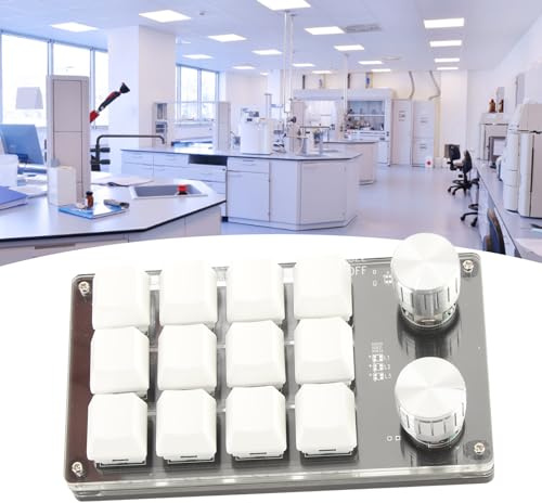 Tastiera Macro Tastiera Meccanica Macro a una Mano Tastiera Programmabile Fai-da-te Multifunzione a 12 Tasti per Tastiera Meccanica Macro Laboratorio di Gioco per Ufficio (Nero bianco)