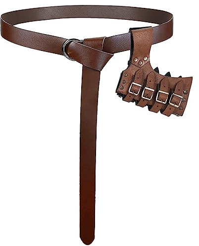 keland 2 PCS LARP Zubehör Mittelalter Wikingergürtel & Leder Schwertgürtelhalter Schwert Frosch Schwerthalter (Braun)
