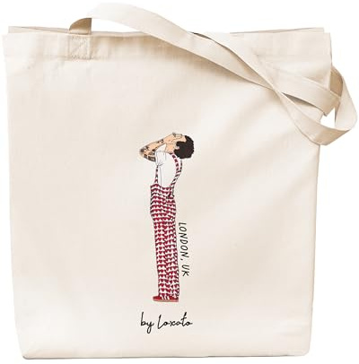 Loxato Tote Bag Aesthetic - Borsa Shopper Cotone 220g/m2 35x42cm - Borsa Tela Donna - Borse Shopper Tela - Extra Largo 8cm