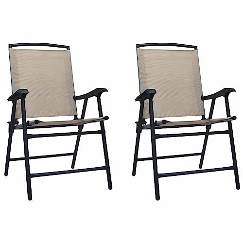 ShGaxin Klappbare Gartenstühle 2 STK Balkonstuhl, Möbelsets, Gartensessel, Garten Stühle, Gartenmöbel, Balkon Stühle, Terrassenstühle, Sessel Outdoor, Hochlehner, Textilene Taupe