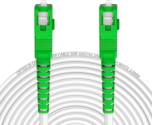 opteec® - Câble Fibre Optique Blindé - 5M - ORANGE/SFR/BOUYGUES/SOSH/RED by SFR - Rallonge/Jarretière - SC-APC à SC-APC Renforcé - Simplex Monomode - Garantie 10 Ans - Blanc (5M)