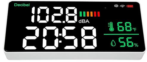 KIMISS LED Decibelmätare med WiFi 2.4G, 11 Tum Väggmonterad för Tuya – Visar Ljudnivå, Temperatur, Fuktighet och Tid