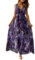 CheChury Femme Longue Robe Col V Backless Dos Nu Robe Taille Haute Boheme Chic sans Manches Robe de Soirée été Robe de Plage Imprimé Soirée Maxi Dress,Violet,L