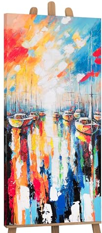 YS -Arte Colorido Pintado en Lienzo Hermosas Cuadros Acrílico Pintado a Mano Pintura Mar Grande Mural Salón Oficina Moderna Decoración Hogar Galería Imagen Arte 115x50 cm