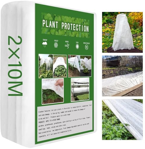 Vegamall 2 * 10m Garden Fleece Frost Protection for Plants 30gsm Horticultural Fleece Plant Covers for Winter for Vegetables Fruits Flowers