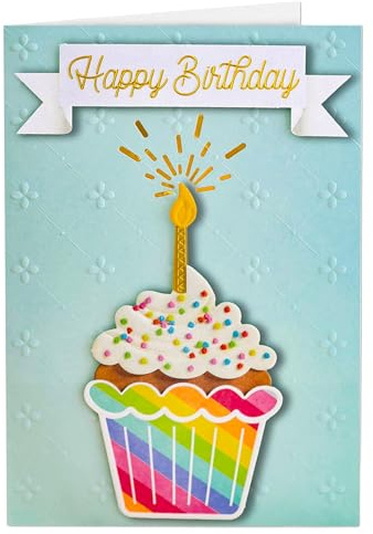 Joli Coon Biglietto auguri compleanno premium 3D SIGNATURE Cupcake - Biglietto di compleanno con busta in carta premium e adesivo sigillo
