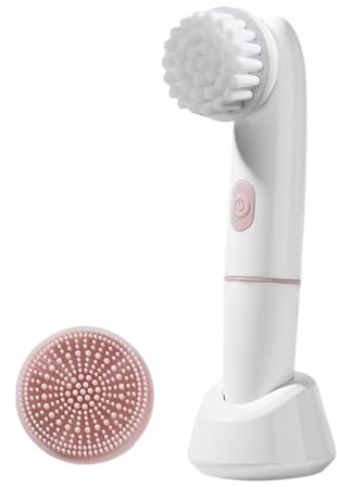Cepillo de limpieza eléctrico, dispositivo de limpieza facial ultrasónico recargable con cerdas de silicona, rotación de 360° y tecnología de vibración, limpiador profundo de poros para rutina
