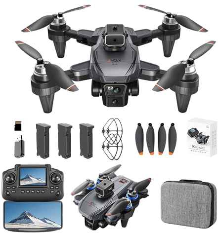 GPS-drönare med 4K EIS-kamera för nybörjare, drönare med hinderundvikning, fjärrkontroll med skärm, borstlös motor, 48 minuters flygtid, retur med ett klick