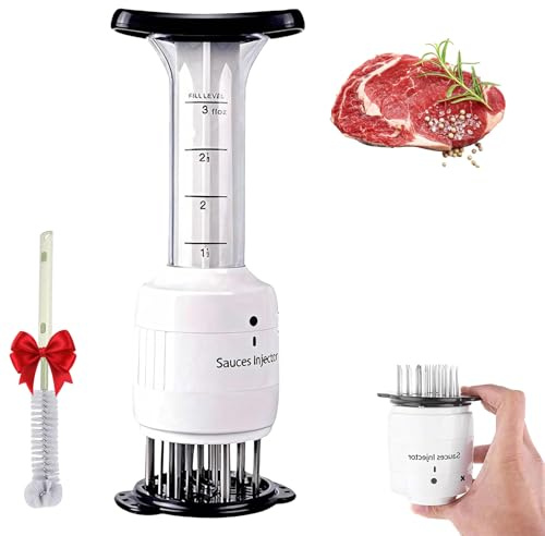 Meat Injector Syringe & Chicken Tenderizer Tool, Stainless Steel Marinade Injector Kit for BBQ Turkey Beef, Flavor Food Injector with Needles for Smoking Grilling, Easy Clean (1pc)