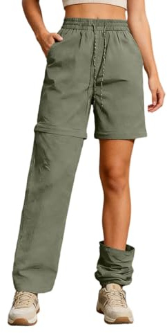 Pantalones de Senderismo para Mujer Convertibles en Cortos – Pantalones Trekking con Cremallera Transpirables de Secado Rápido Elásticos – Bolsillos Cargo Repelentes al Agua para Jardín y Exterior
