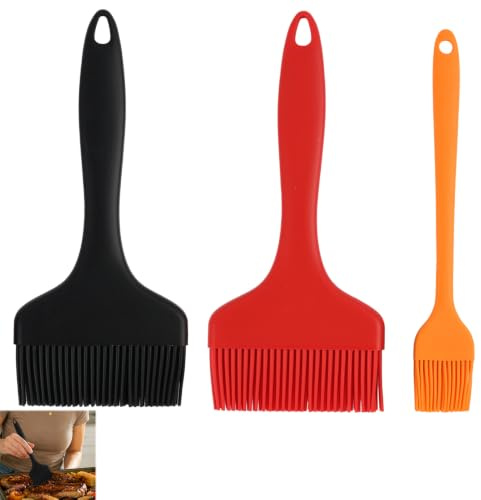 3 Piezas Pinceles de Cocina de Silicona,Brocha Repostería Ultra Ancha de 21 cm,Pincel para Barbacoa,Hornear y Cocinar,Resistente al Calor,Libre de BPA,para Aceite,Mantequilla y Adobos,Multicolor