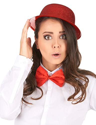 DEGUISE TOI - Chapeau melon plastique pailleté rouge adulte - Chapeau - Taille Unique - Rouge - Accessoires pour déguisement - Plastique - - Carnaval