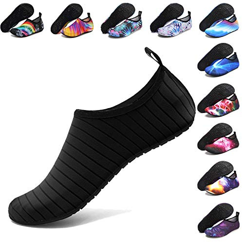 ANLUKE Water Shoes Barefoot Aqua Yoga Socks Quick-Dry Beach Swim Surf Shoes for Women Men Black/Solid 38/39