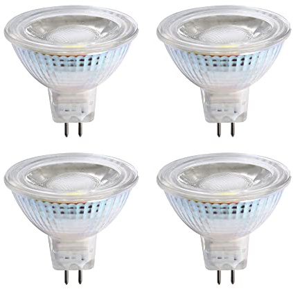 CTKcom 5W MR16 COB LED Bulbs(4 Pack)- LED Bulb Spotlight Cob AC/DC 12V 50W Halogen Light Equivalent 6000K Daylight White Ultra Bright LED Spot Light 12V Recessed Lighting