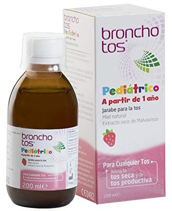 P DELAPIEL Bronchotos Pediátrico – Jarabe tos seca y productiva. Niños partir de 1 año. Sin Lactosa. Sin Gluten. Sabor fresa