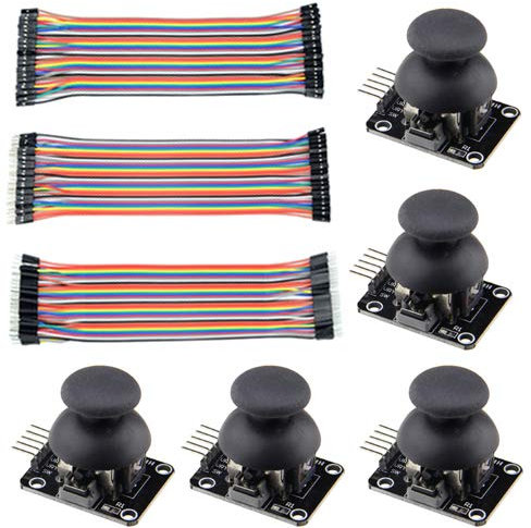 WMYCONGCONG 5 PCS Joystick Breakout Module Game Controller Compatible with Arduino PS2 + 120 PCS Multicolored Breadboard Jumper Wires Ribbon Cables Kit