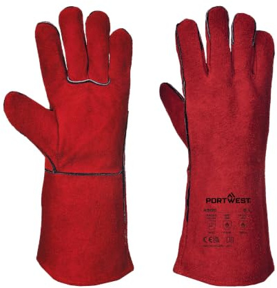 Portwest - 14 svetsare läderhandskar (1 parpack) - röd - 3XL