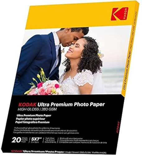 KODAK Ultra Premium Photo Paper - Glänzendes Fotopapier, Pack mit 20 Blättern, Format 13x18 cm, 280 g/m², Tintenstrahldruck, Ideal für Alben und Bilderrahmen