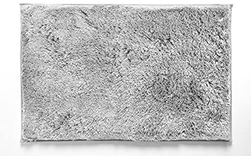 Penguin Home® rutschfeste,Flauschige,rubinrote Mikrofaser-Badematte,graue Farbe,superweich und saugfähig,mit dickem Flor und Latex-Rückseite,für Badezimmerböden,Badevorleger,Wannen,Größe:60 x 90cm