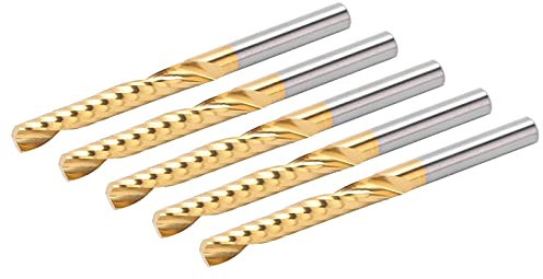 5 Pezzi Fresa a Candela CNC 1-flauto a Spirale Fresa Fresa in Acciaio Ad Alta Velocità per Alluminio Rame 4x22x50mm Ti Placcatura